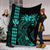 Hawaii Map Kanaka Polynesian Hula Girl Premium Blankets Turquoise - AH - J5C - Polynesian Pride