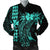 Hawaii Map Kanaka Polynesian Hula Girl Bomber Jacket Turquoise - AH - J5R Black Unisex - Polynesian Pride