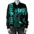 Hawaii Map Kanaka Polynesian Hula Girl Bomber Jacket Turquoise - AH - J5R - Polynesian Pride