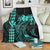 Hawaii Map Kanaka Polynesian Hula Girl Premium Blankets Turquoise - AH - J5C White - Polynesian Pride