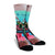 Hawaii Map Kanaka Sea Turtle Hibiscus Crew Socks - AH - Blue Pink - Polynesian Pride