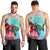 Hawaii Map Kanaka Sea Turtle Hibiscus Tank Top - AH - Blue Pink - Polynesian Pride