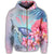 Hawaii Map Kanaka Turtle Galaxy Night Plumeria Hibiscus Zip Hoodie - Polynesian Pride