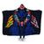 Hawaii Map Kanaka Two Men Holding Flag Hooded Blanket Blue - AH Hooded Blanket White - Polynesian Pride