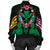 Hawaii Map Kanaka Two Men Holding Flag Bomber Jacket Green - AH - Polynesian Pride