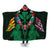 Hawaii Map Kanaka Two Men Holding Flag Hooded Blanket Green - AH Hooded Blanket White - Polynesian Pride