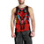 Hawaii Map Kanaka Two Men Holding Flag Tank Top Red - AH Black - Polynesian Pride