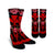 Hawaii Map Kanaka Two Men Holding Flag Crew Socks Red - AH Crew Socks White - Polynesian Pride