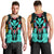 Hawaii Map Kanaka Two Men Holding Flag Tank Top Turquoise - AH - Polynesian Pride