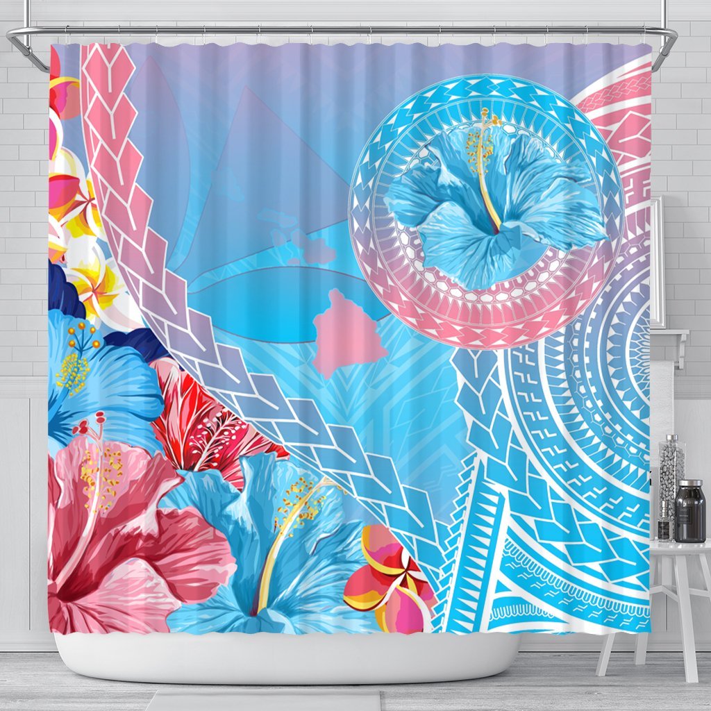 Hawaii Map Sweet Dream Kanaka Polynesian Hibiscus Shower Curtain - AH 177 x 172 (cm) Black - Polynesian Pride