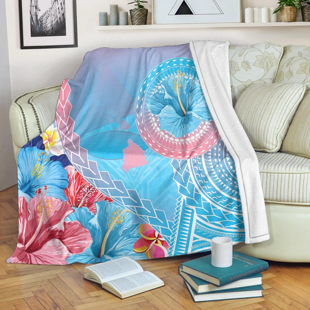 Hawaii Map Sweet Dream Kanaka Polynesian Hibiscus Premium Blankets - AH White - Polynesian Pride