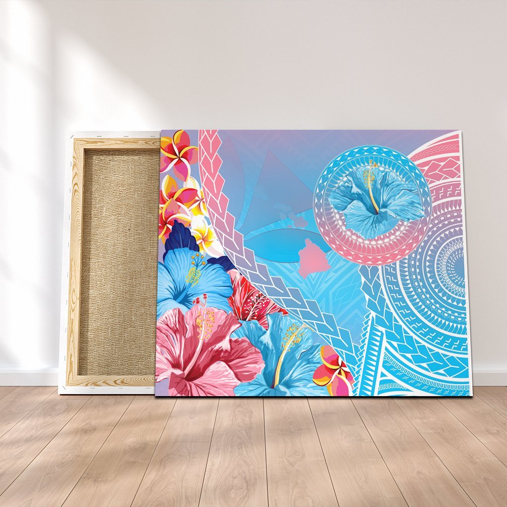 Hawaii Map Sweet Dream Kanaka Polynesian Hibiscus Canvas - AH Canvas Poly-cotton - Polynesian Pride