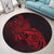 Hawaii Map Turtle Hibiscus Divise Polynesian Round Carpet Red - AH - Polynesian Pride