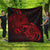 Hawaii Map Turtle Hibiscus Divise Polynesian Premium Quilts Red - AH Black - Polynesian Pride