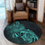 Hawaii Map Turtle Hibiscus Divise Polynesian Round Carpet Turquoise - AH - Polynesian Pride