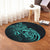 Hawaii Map Turtle Hibiscus Divise Polynesian Round Carpet Turquoise - AH - Polynesian Pride