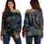 Hawaii Marine Life Sea Women's Off Shoulder Sweater - AH Black - Polynesian Pride