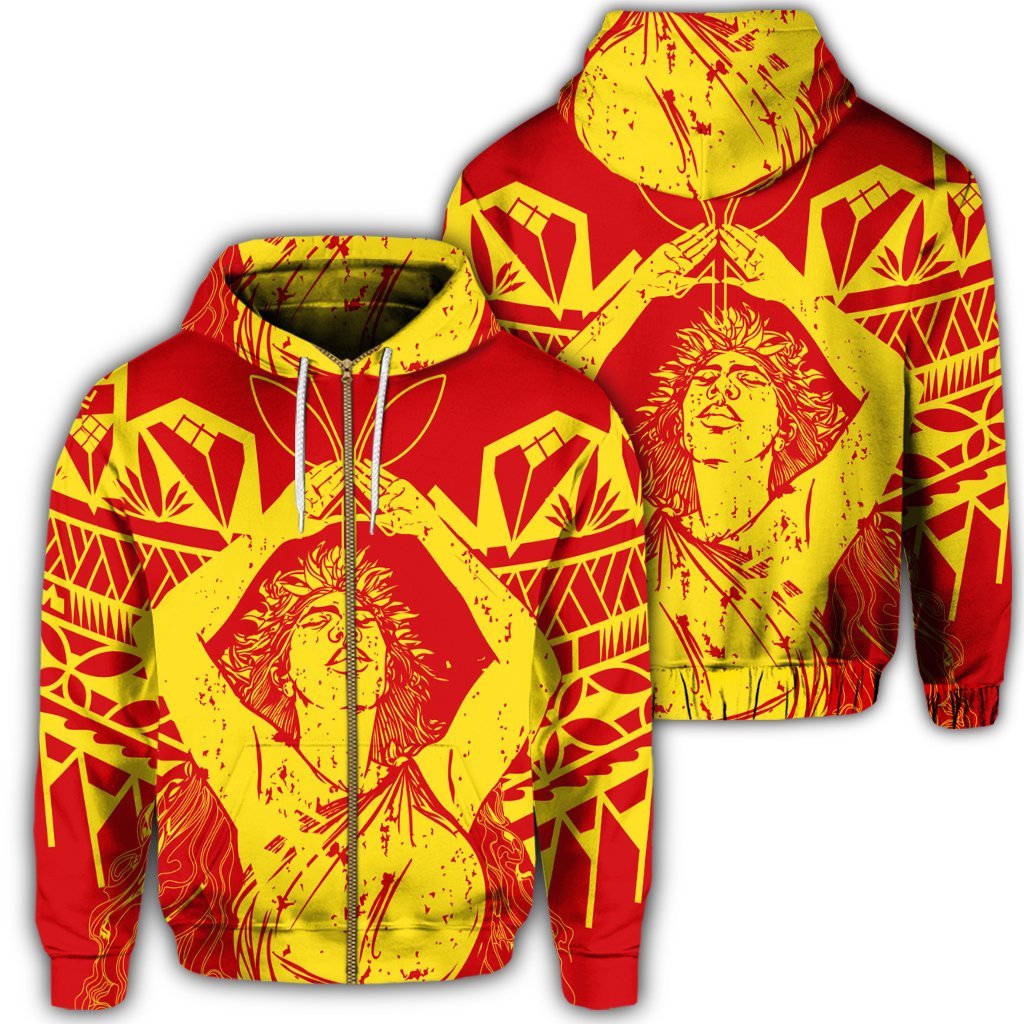 Hawaii Mauna Kea Pele Polynesian Zip Hoodie Unisex Art - Polynesian Pride