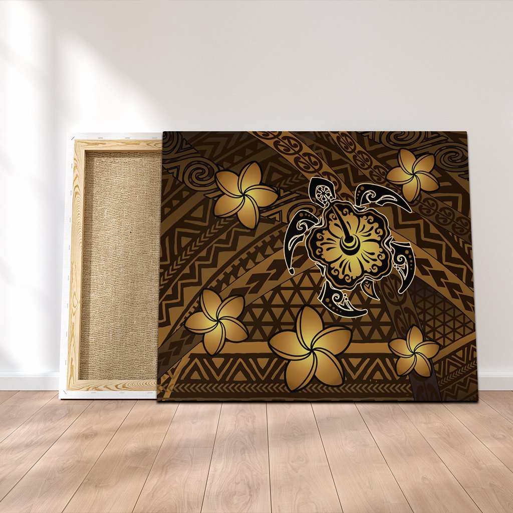 Hawaii Mix Polynesian Turtle Plumeria Canvas - AH - Nick Style - Brown Canvas Poly-cotton - Polynesian Pride