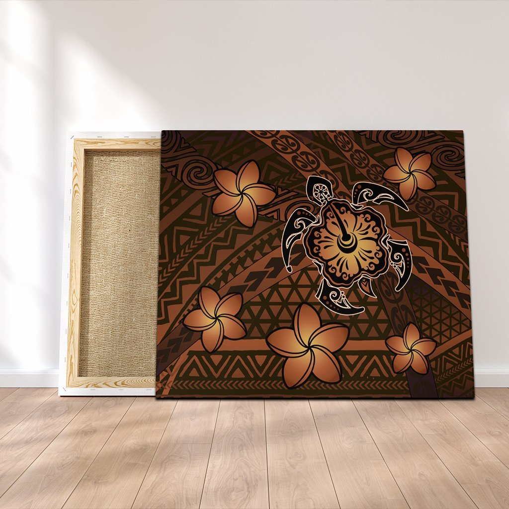 Hawaii Mix Polynesian Turtle Plumeria Canvas - AH - Nick Style - Orange Canvas Poly-cotton - Polynesian Pride