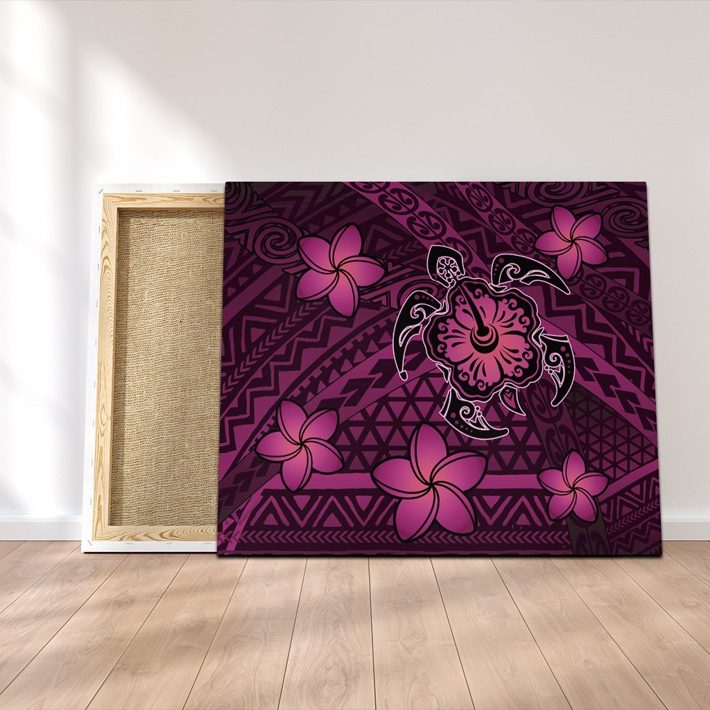 Hawaii Mix Polynesian Turtle Plumeria Canvas - AH - Nick Style - Pink Canvas Poly-cotton - Polynesian Pride