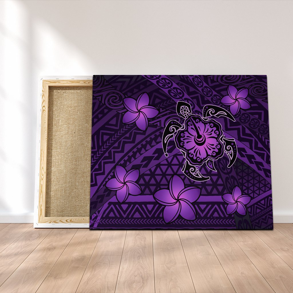 Hawaii Mix Polynesian Turtle Plumeria Canvas - AH - Nick Style - Purple Canvas Poly-cotton - Polynesian Pride