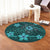 Hawaii Mix Polynesian Turtle Plumeria Round Carpet - AH - Nick Style - Turquoise - Polynesian Pride