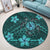 Hawaii Mix Polynesian Turtle Plumeria Round Carpet - AH - Nick Style - Turquoise - Polynesian Pride