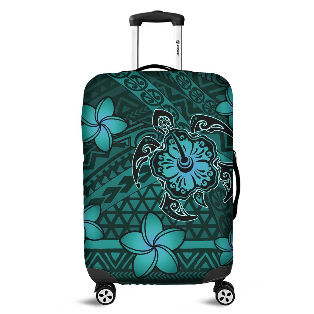 Hawaii Mix Polynesian Turtle Plumeria Luggage Covers - AH - Nick Style - Turquoise Black - Polynesian Pride