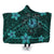 Hawaii Mix Polynesian Turtle Plumeria Hooded Blanket - AH - Nick Style - Turquoise Hooded Blanket White - Polynesian Pride