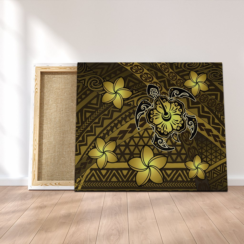 Hawaii Mix Polynesian Turtle Plumeria Canvas - AH - Nick Style - Yellow Canvas Poly-cotton - Polynesian Pride