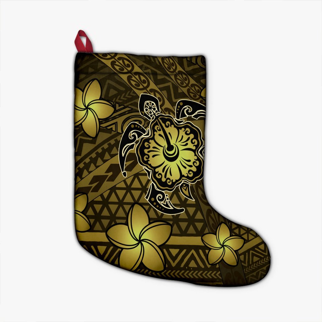 Hawaii Mix Polynesian Turtle Plumeria Christmas Stocking - AH - Nick Style - Yellow Christmas Stocking 26 X 42 cm Black - Polynesian Pride