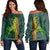 Hawaii Monstera Kalo Hula Girl Kanaka Maoli Women's Off Shoulder Sweater - AH Black - Polynesian Pride