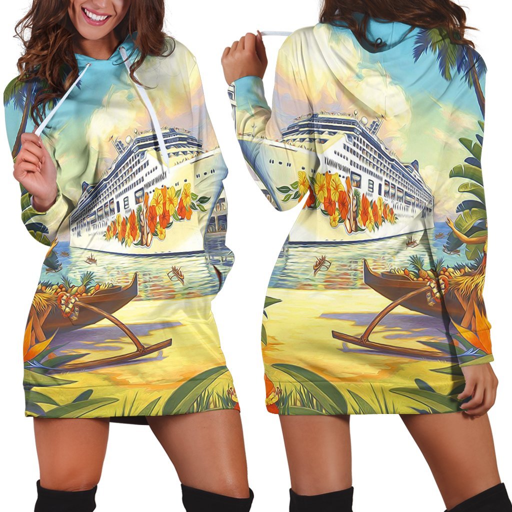 Hawaii Mordern Hoodie Dress - AH Black - Polynesian Pride