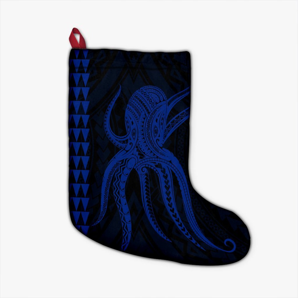 Hawaii Octopus KaKau Polynesian Christmas Stocking - Blue - AH Christmas Stocking 26 X 42 cm Black - Polynesian Pride