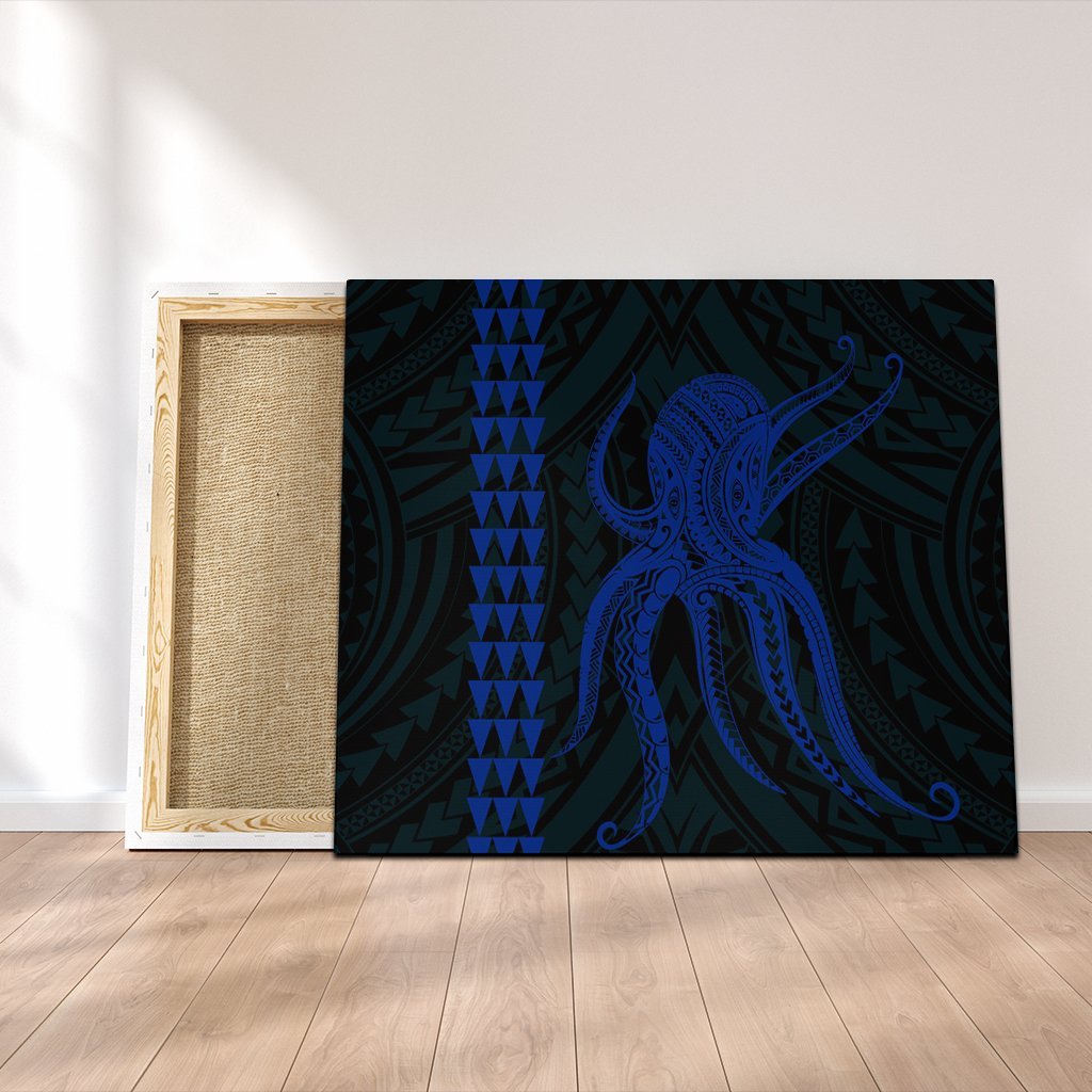 Hawaii Octopus KaKau Polynesian Canvas - Blue - AH Canvas Poly-cotton - Polynesian Pride