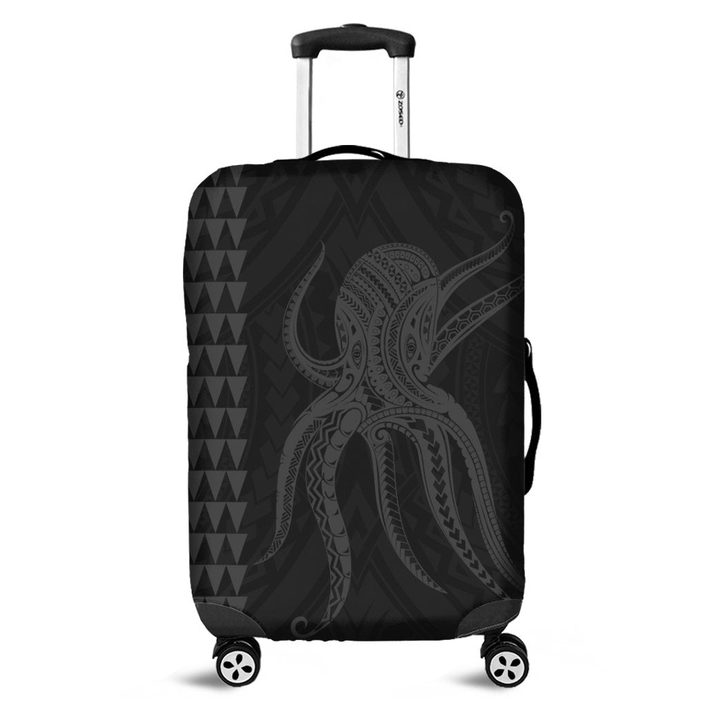 Hawaii Octopus KaKau Polynesian Luggage Covers - Gray - AH Black - Polynesian Pride