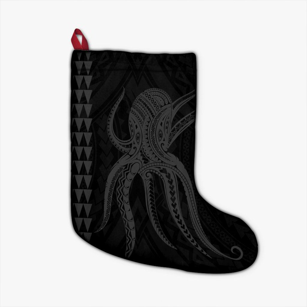 Hawaii Octopus KaKau Polynesian Christmas Stocking - Gray - AH Christmas Stocking 26 X 42 cm Black - Polynesian Pride