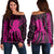 Hawaii Octopus KaKau Polynesian Women's Off Shoulder Sweater - Pink - AH Black - Polynesian Pride