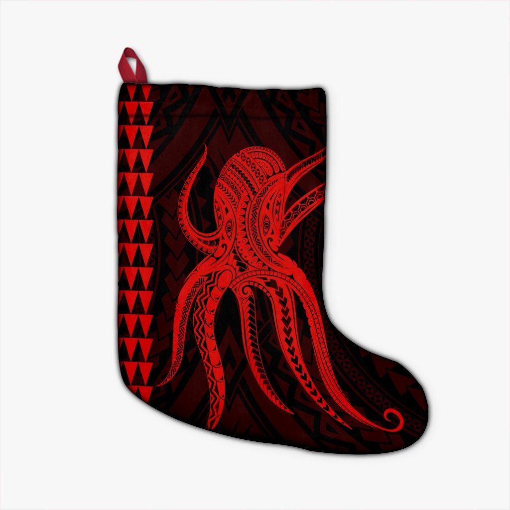 Hawaii Octopus KaKau Polynesian Christmas Stocking - Red - AH Christmas Stocking 26 X 42 cm Black - Polynesian Pride