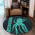 Hawaii Octopus KaKau Polynesian Round Carpet - Turquoise - AH - Polynesian Pride