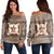 Hawaii Pattern Simple Turtle Women's Off Shoulder Sweater - AH Black - Polynesian Pride