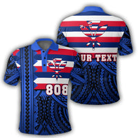 Custom Hawaii Polo Shirt - Hawaiian Flag Speaka Style Unisex Blue - Polynesian Pride