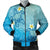 Hawaii Plumeria Deep Blue Turtle Bomber Jacket - AH Black Unisex - Polynesian Pride