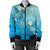 Hawaii Plumeria Deep Blue Turtle Bomber Jacket - AH - Polynesian Pride