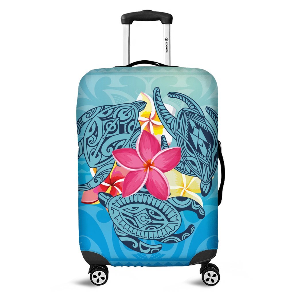 Hawaii Plumeria Deep Sea Circle Turtle Luggage Covers - AH Black - Polynesian Pride