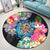 Hawaii Plumeria Hibiscus Wave Turtle Round Carpet - AH - Polynesian Pride