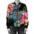 Hawaii Plumeria Hibiscus Wave Turtle Bomber Jacket - AH - Polynesian Pride