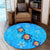 Hawaii Plumeria Turtle In The Ocean Round Carpet - AH - John Style - Polynesian Pride