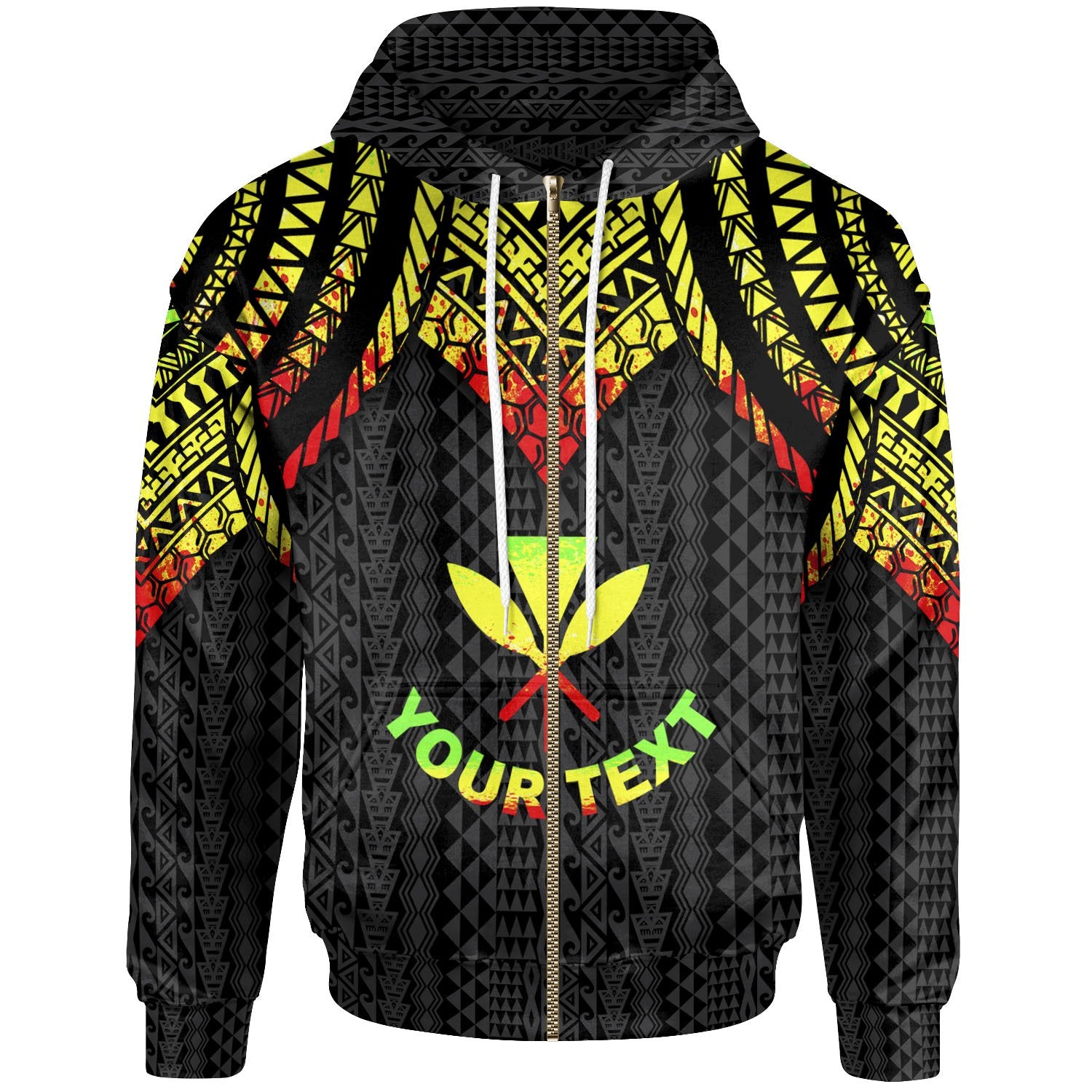 Hawaii Custom Zip up Hoodie Polynesian Armor Style Reagge Unisex Reagge - Polynesian Pride